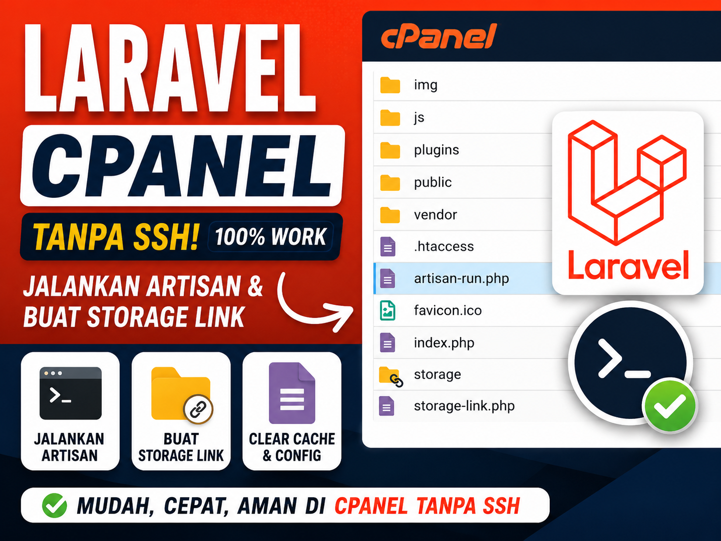 Cara Menjalankan Perintah Artisan dan Membuat Storage Link Laravel di cPanel Tanpa SSH