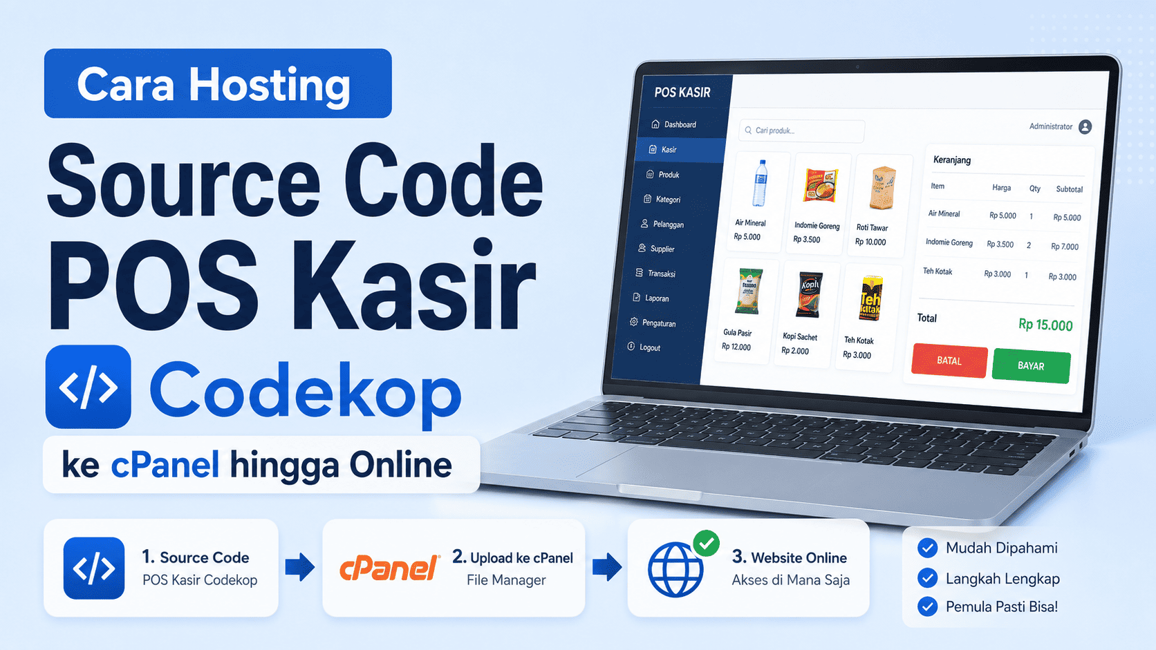 Cara Hosting Source Code POS Kasir Codekop ke cPanel hingga Online