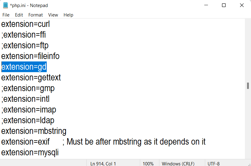 Membuka file php.ini melalui XAMPP Control Panel