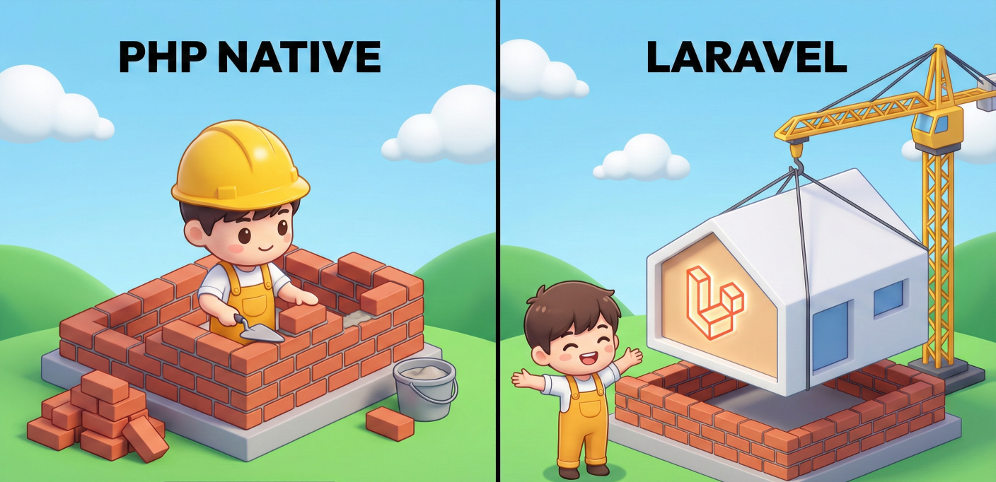 Langsung Belajar Laravel atau PHP Native Dulu? Jawaban Jujur Biar Nggak "Mabok" Framework.