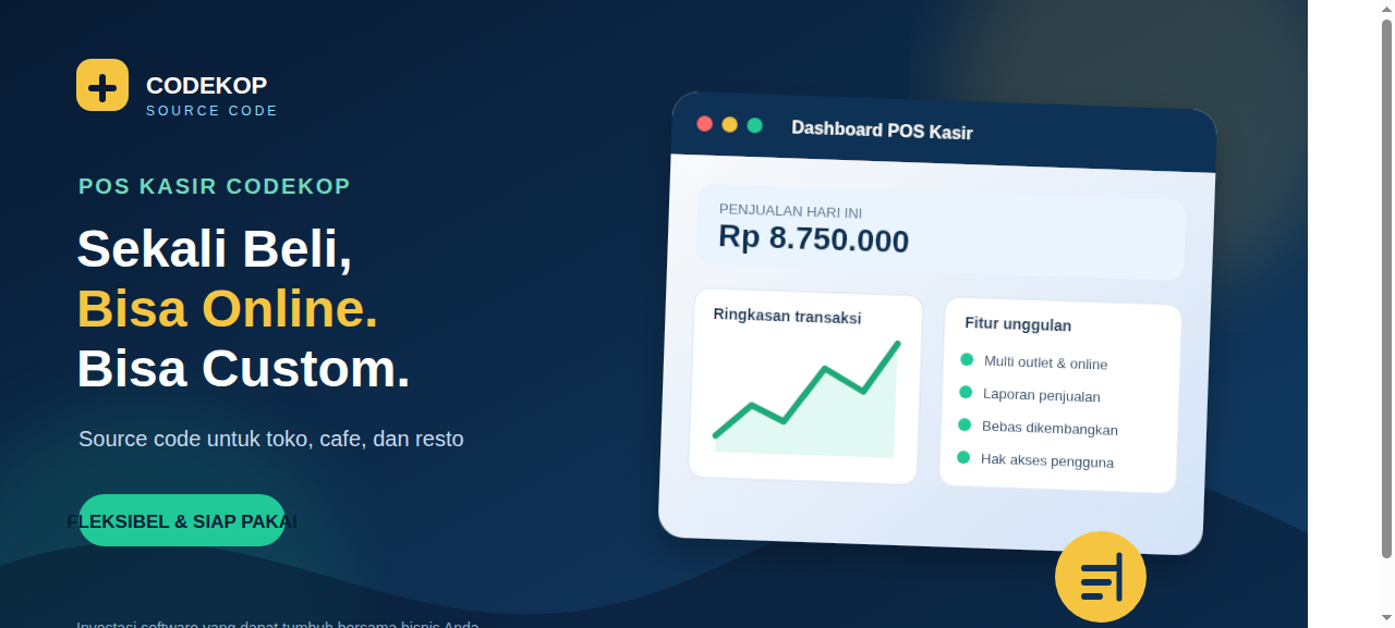 Kenapa Memilih Source Code POS Kasir Codekop? Sekali Beli, Bisa Online, dan Bisa Custom