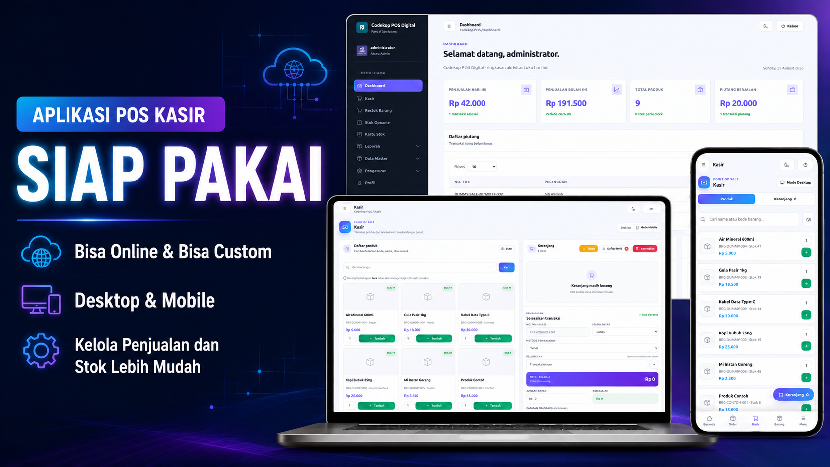 POS Penjualan Barang dan Toko Online Codekop untuk UMKM — Rp550.000