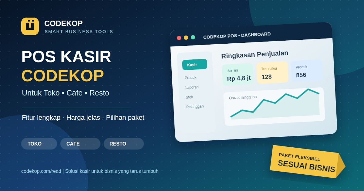 POS Kasir Codekop untuk Toko, Cafe, dan Resto: Fitur, Harga, dan Pilihan Paket