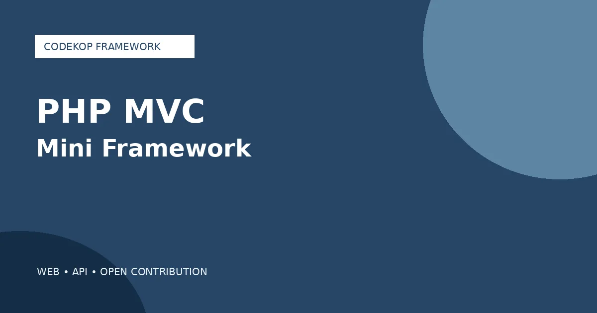 Codekop PHP MVC: Mini Framework PHP-Native untuk Web dan API